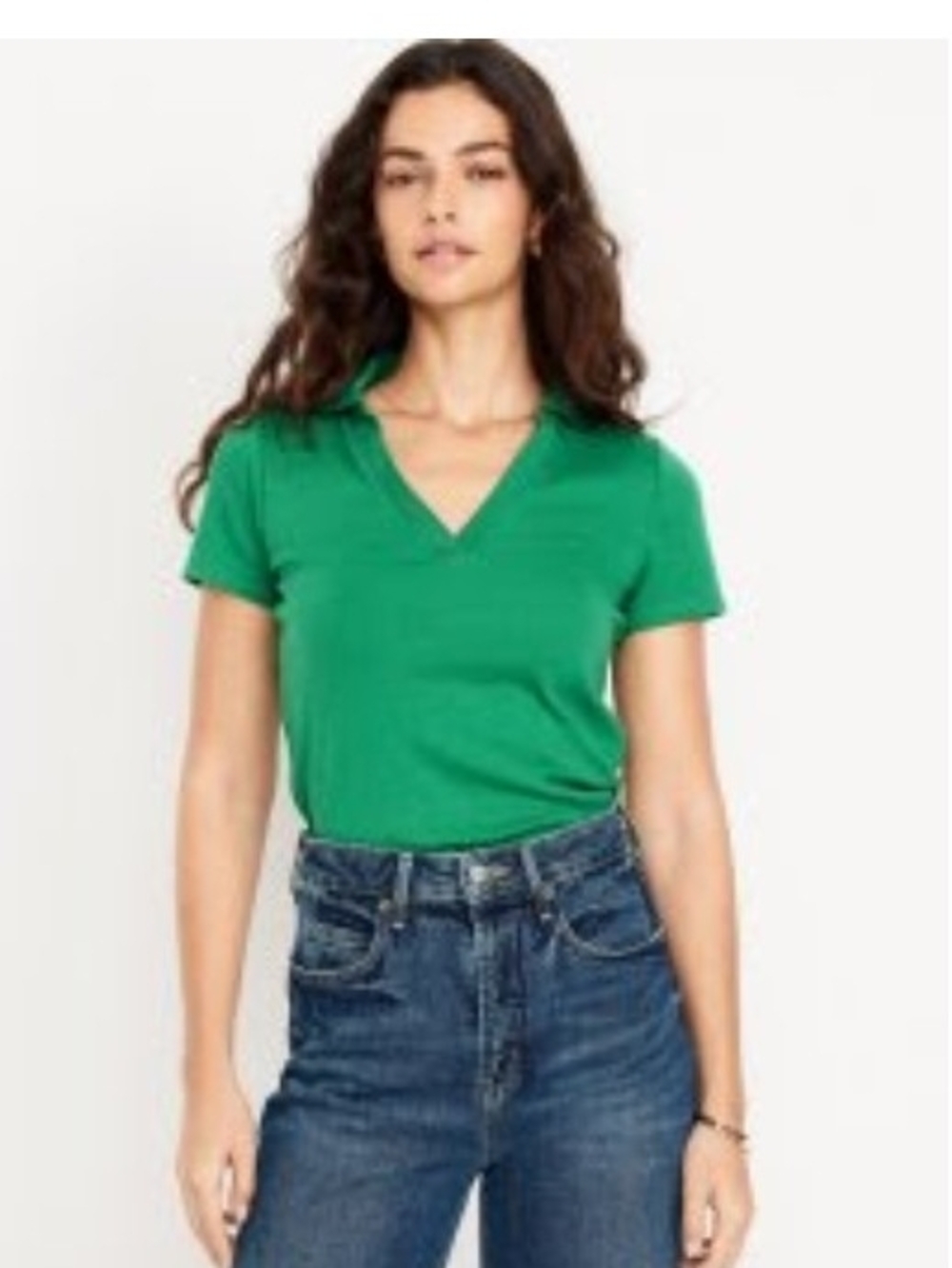 Old Navy Bright Green V-Neck Polo Tee - Women